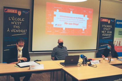 Gilles Everling, Jules Barthel und Vera Dockendorf (v.l.n.r.) während der Pressekonferenz (Foto: ZLV)