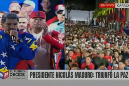 Ansprache des wiedergewählten Präsidenten Nicolás Maduro. Screenshot: VTV