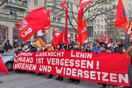 Spitze der Luxemburg-Liebknecht-Demonstration am 12. Januar 2025 in Berlin