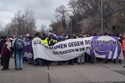 Protest gegen AfD-Parteitag in Riesa. Screenshot: ANSAR TV