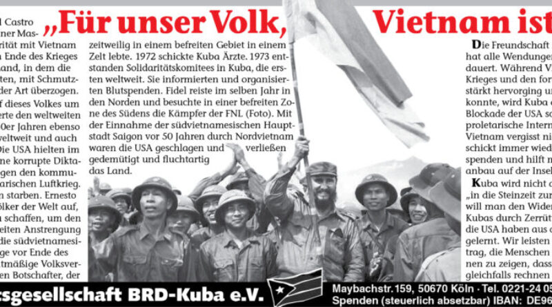 Freundschaftsgesellschaft BRD-Kuba: „Für unser Volk, Vietnam ist heilig“