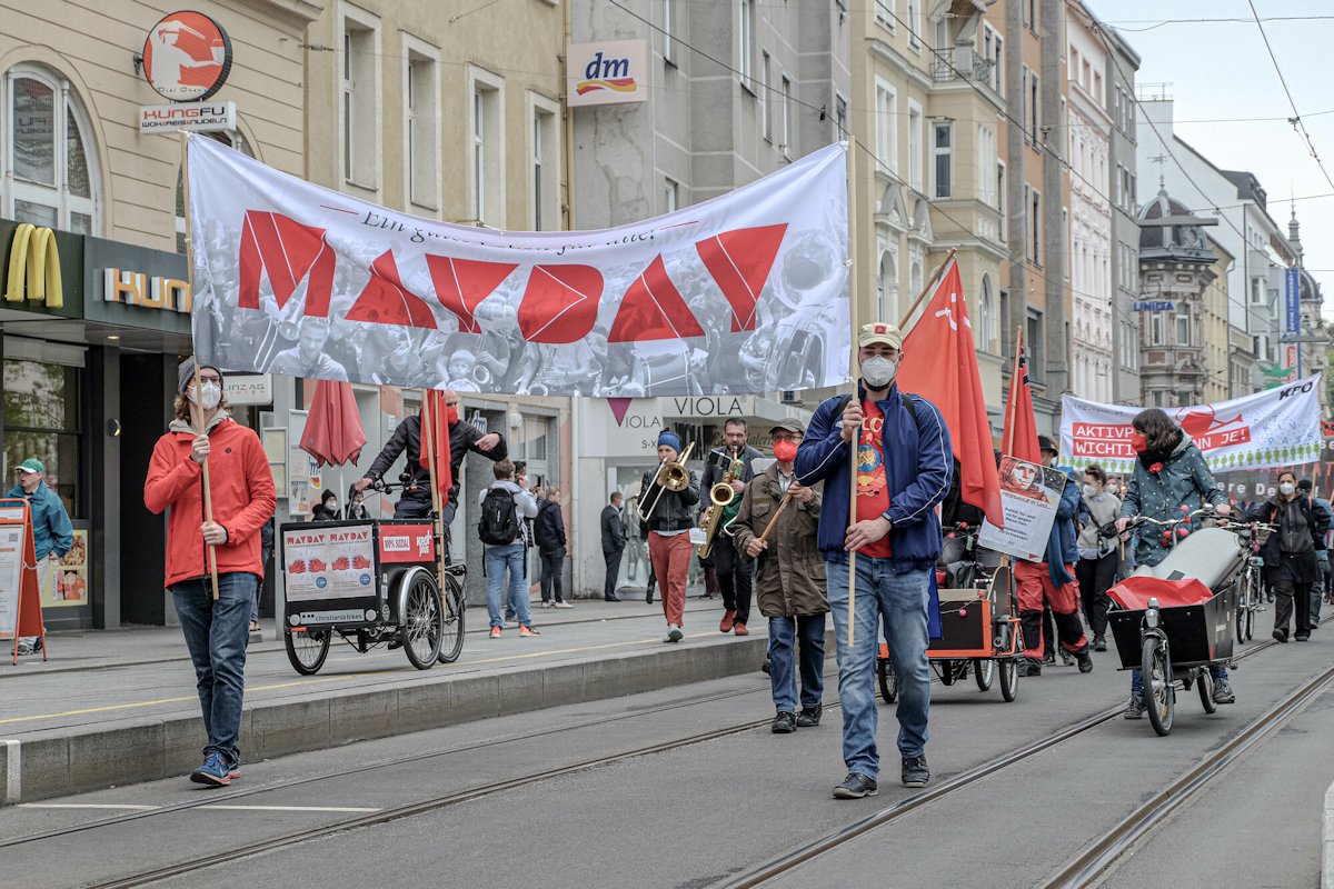 Mayday Demonstration 2021. Foto: KPÖ Linz
