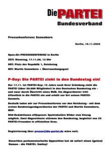 Pressemitteilung der PARTEI vom 16.11.2020