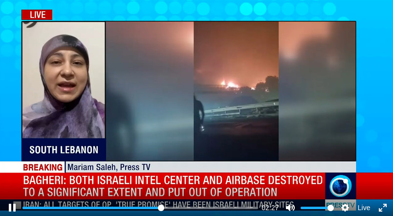 Die iranischen Auslandsmedien bejubeln den Angriff. Screenshot: Press TV