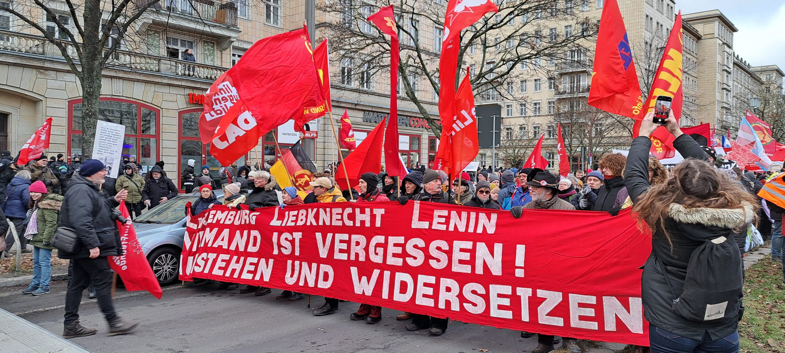 Spitze der Luxemburg-Liebknecht-Demonstration am 12. Januar 2025 in Berlin