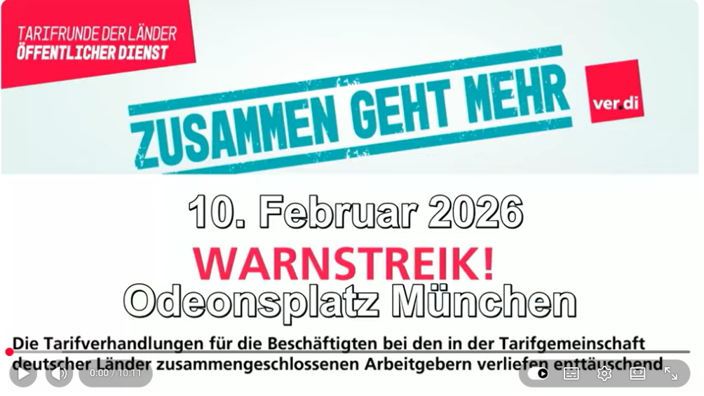 Verdi Warnstreik!  10. Februar 2026 Odeonsplatz München