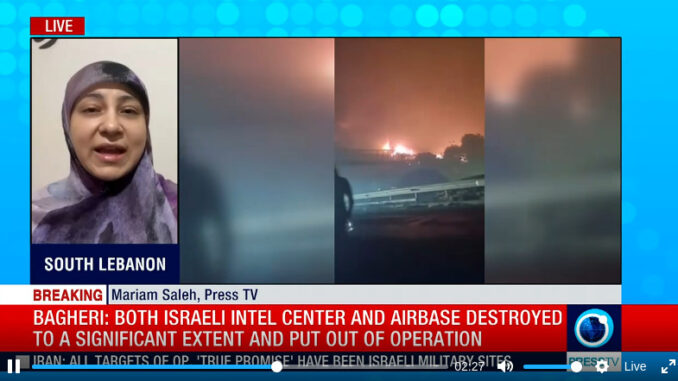 Die iranischen Auslandsmedien bejubeln den Angriff. Screenshot: Press TV